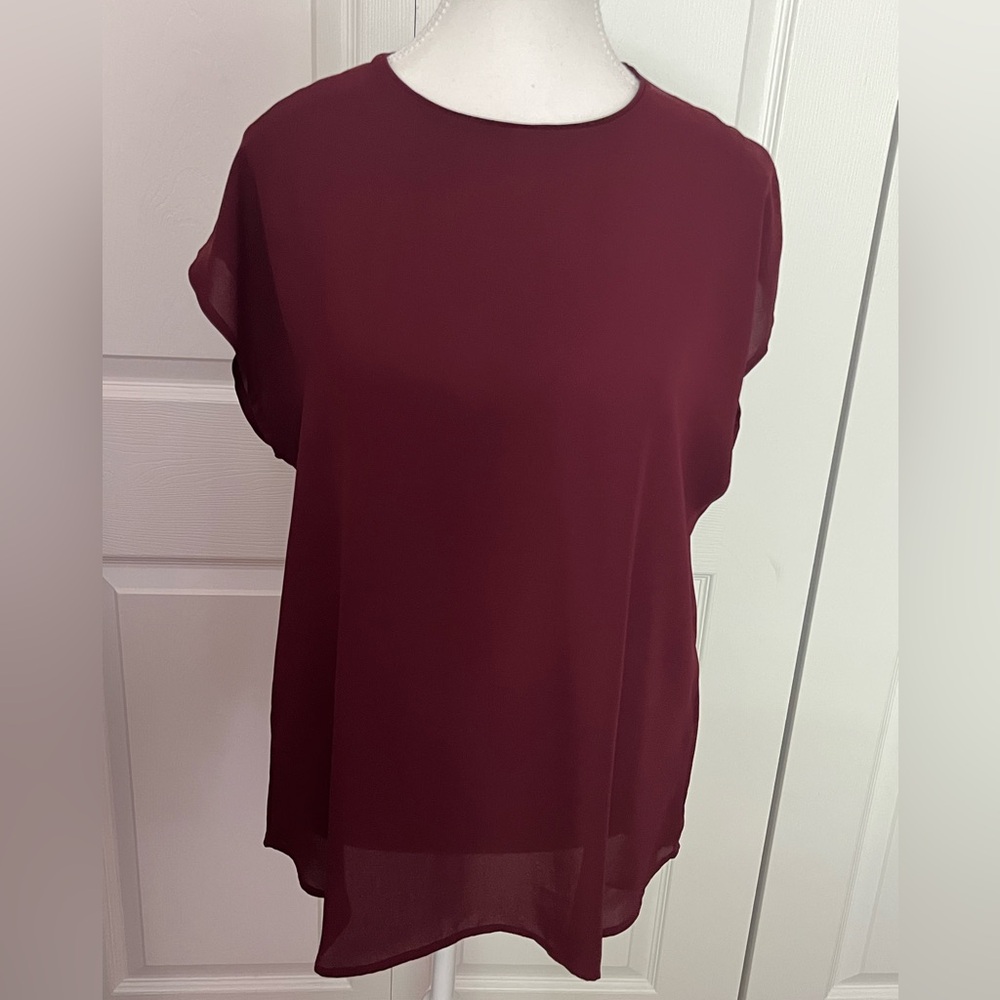 Banana Republic Red Boxy Cap Sleeve Blouse